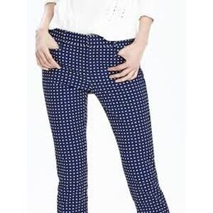 Banana Republic Sloan Fit Slim Ankle Pants Blue White Geometric Print Women’s 6